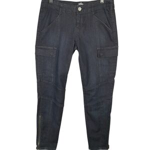 Almost Famous Blue Denim Cargo Pants with Zipper Details Junior Size 11